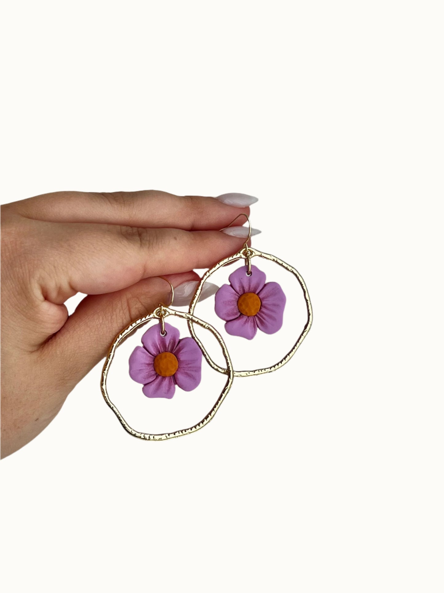 PURPLE FLOWER HOOPS