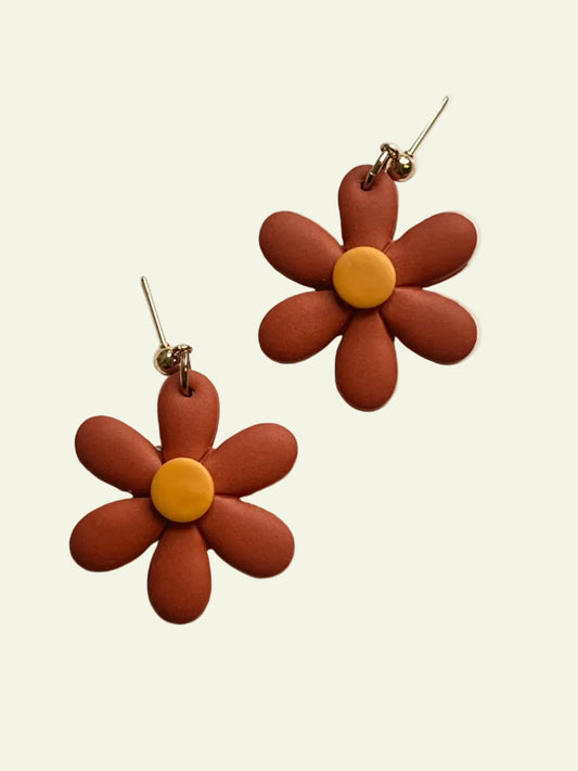 "RETRO DAISY" FLOWER EARRINGS rust