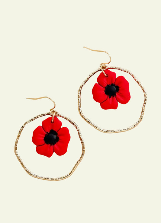 RED POPPY HOOPS