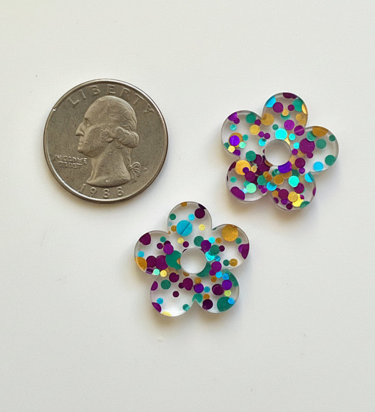 FLOWER CHARM HOOPS - CONFETTI