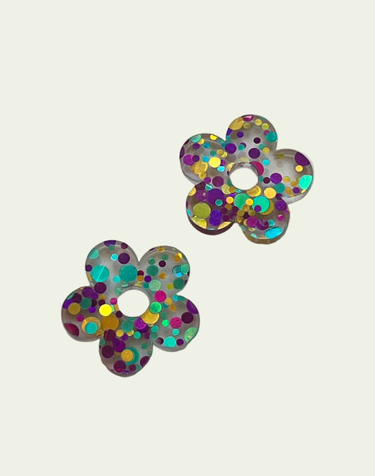 FLOWER CHARM HOOPS - CONFETTI