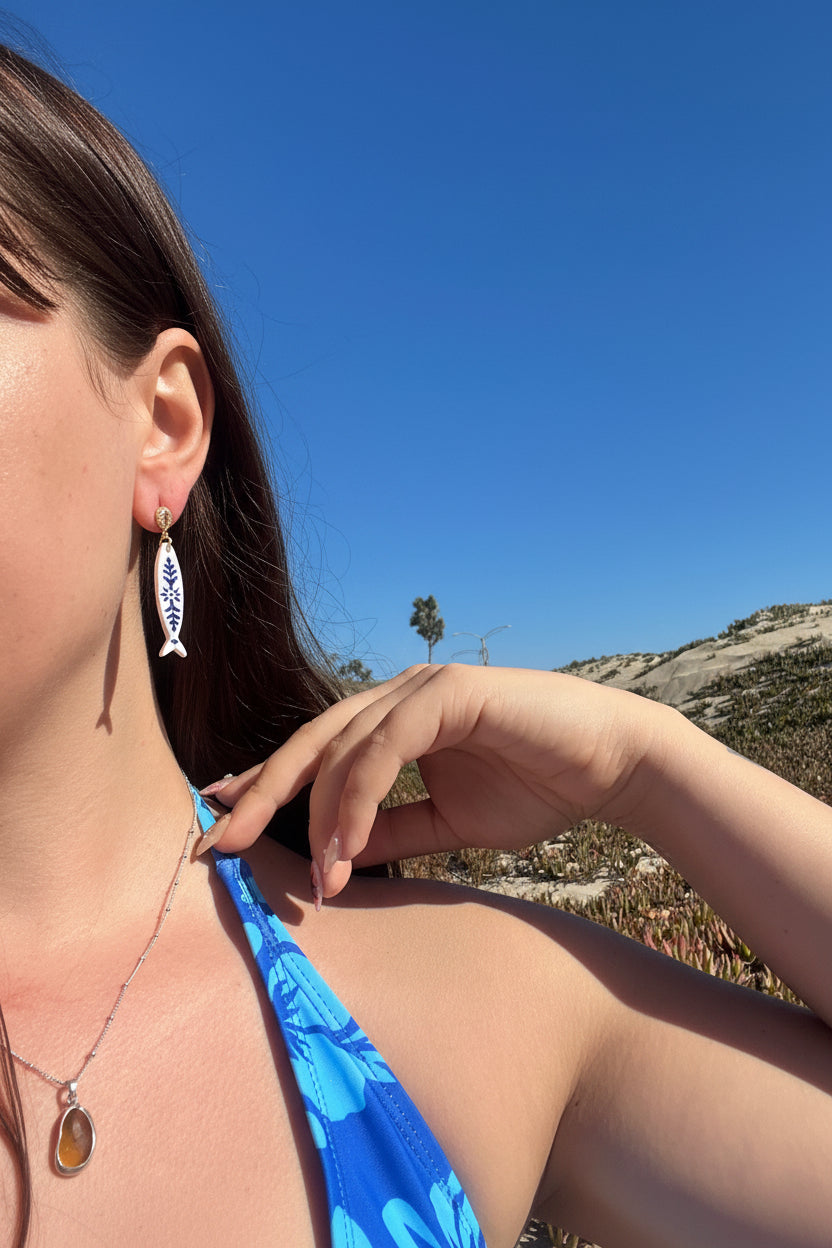 COASTAL CERAMIC FISH EARRINGS