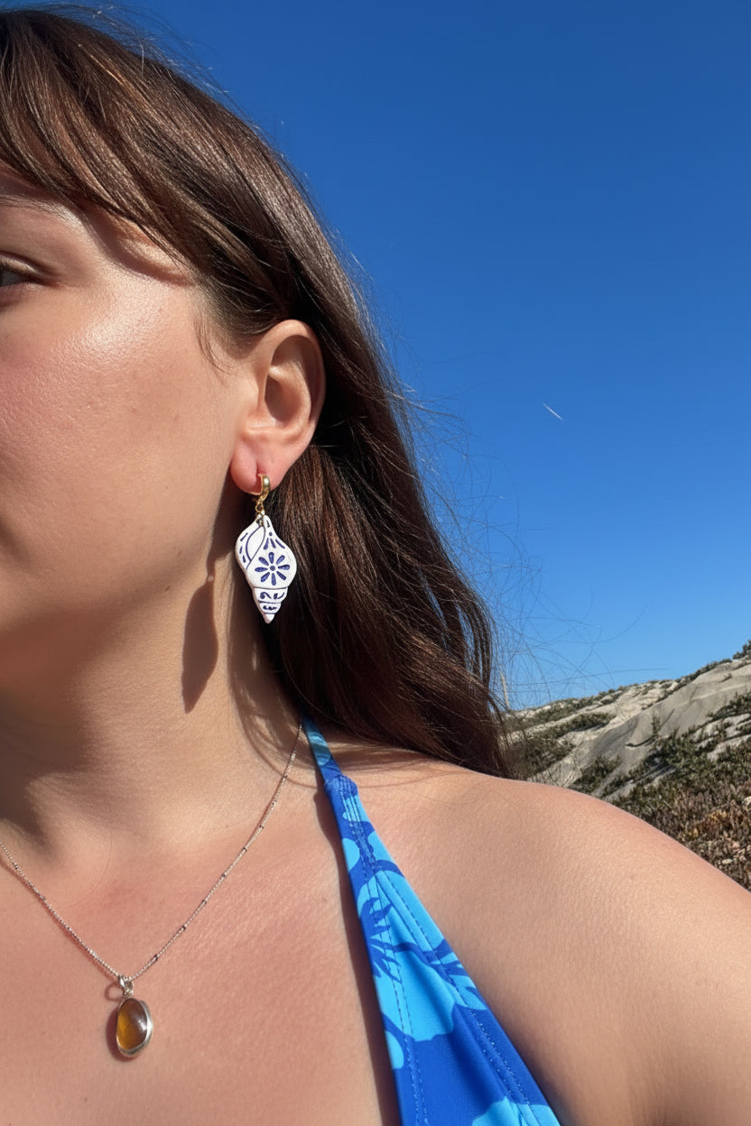 COASTAL CERAMIC SHELL EARRINGS