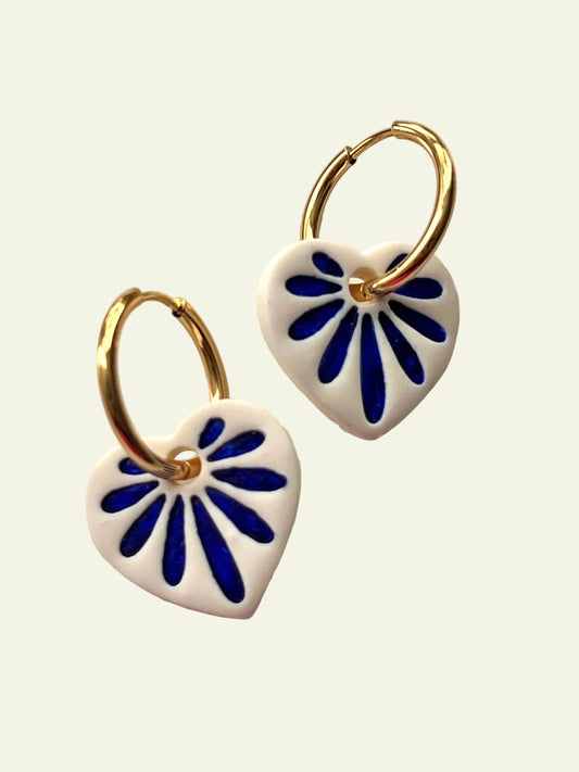 HEART CHARM HOOPS
