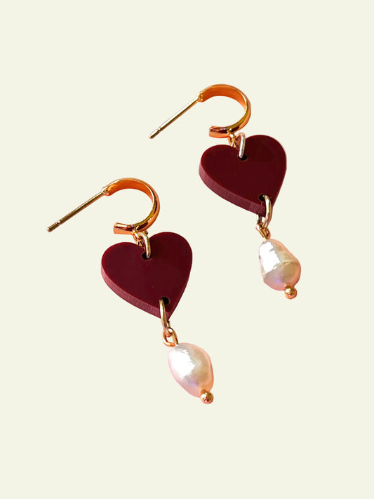HEART + PEARL EARRINGS