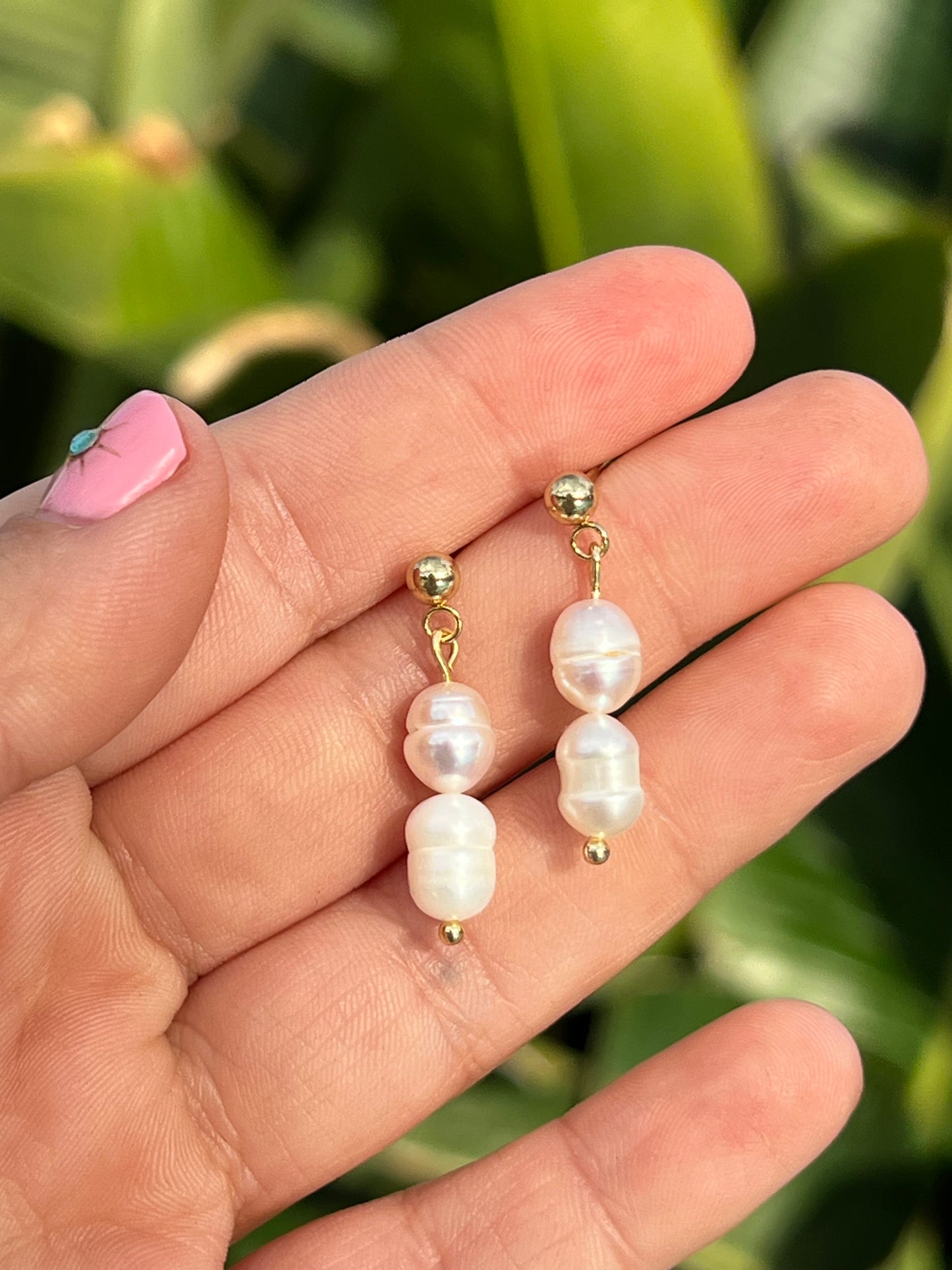DOUBLE FRESHWATER PEARL STUDS