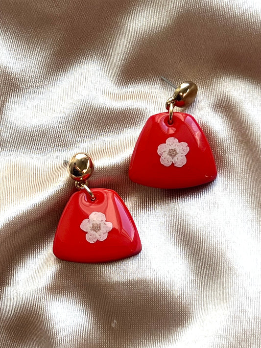 RED FLORAL EARRINGS