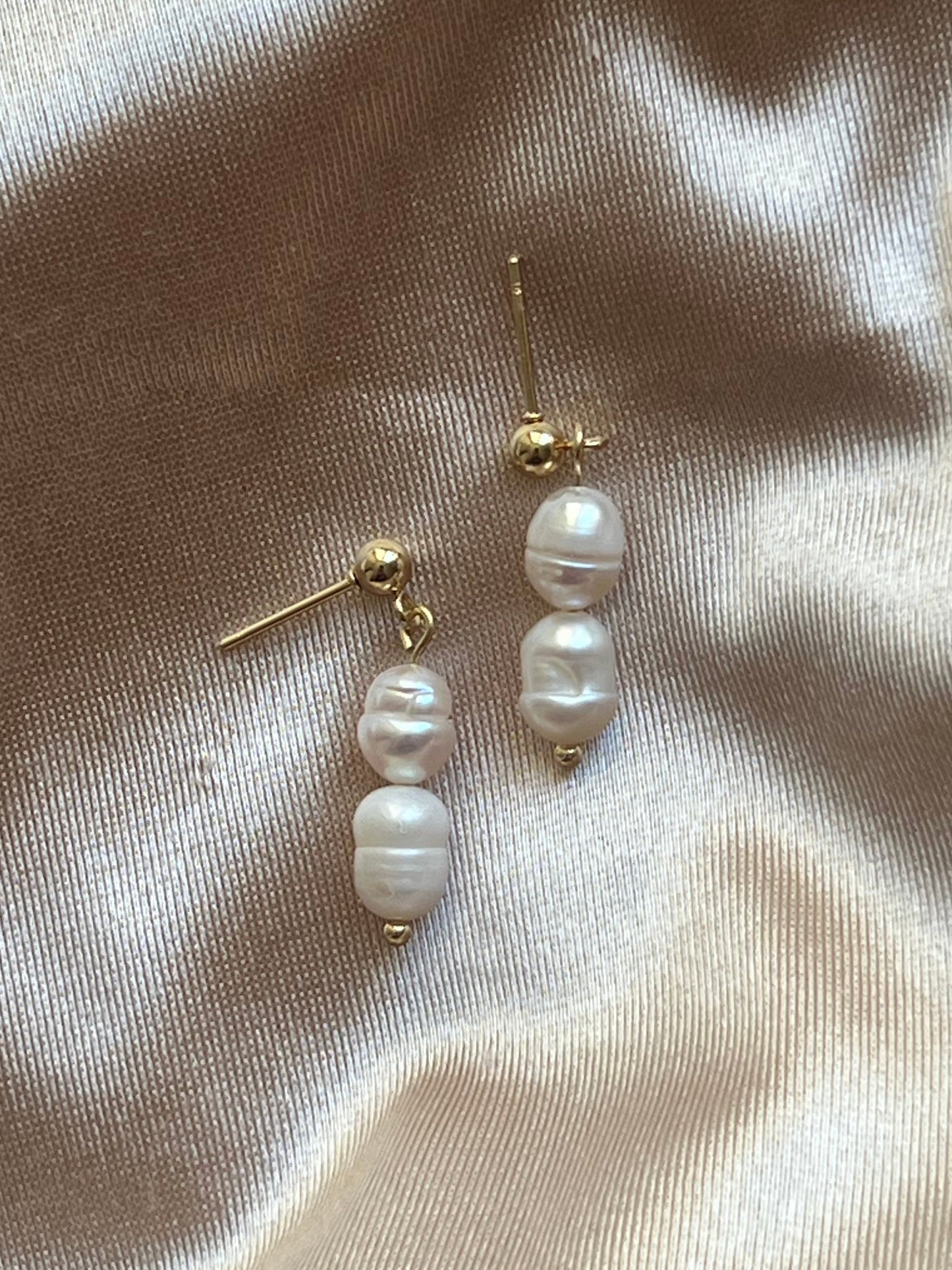 DOUBLE FRESHWATER PEARL STUDS