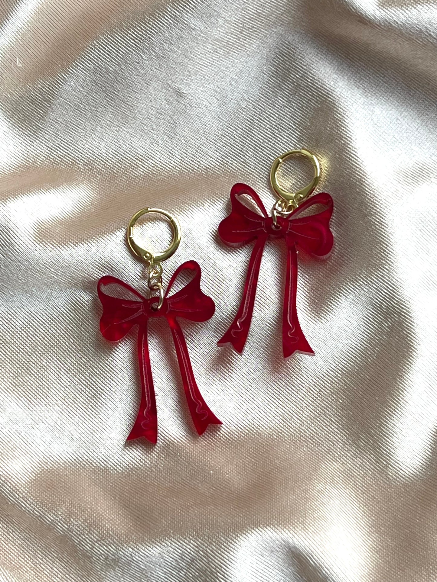 RED RIBBON EARRINGS