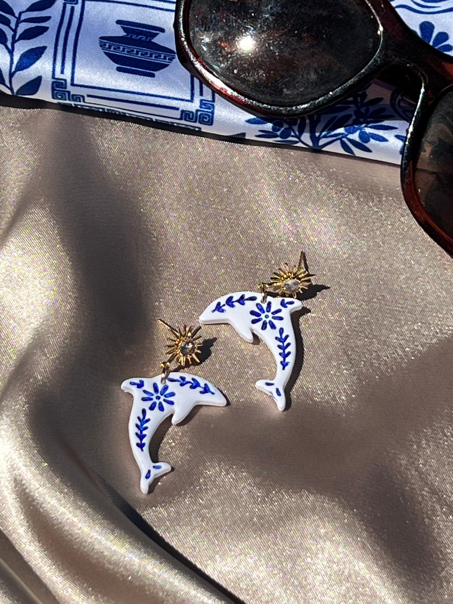 COASTAL CERAMIC DOLPHIN EARRINGS
