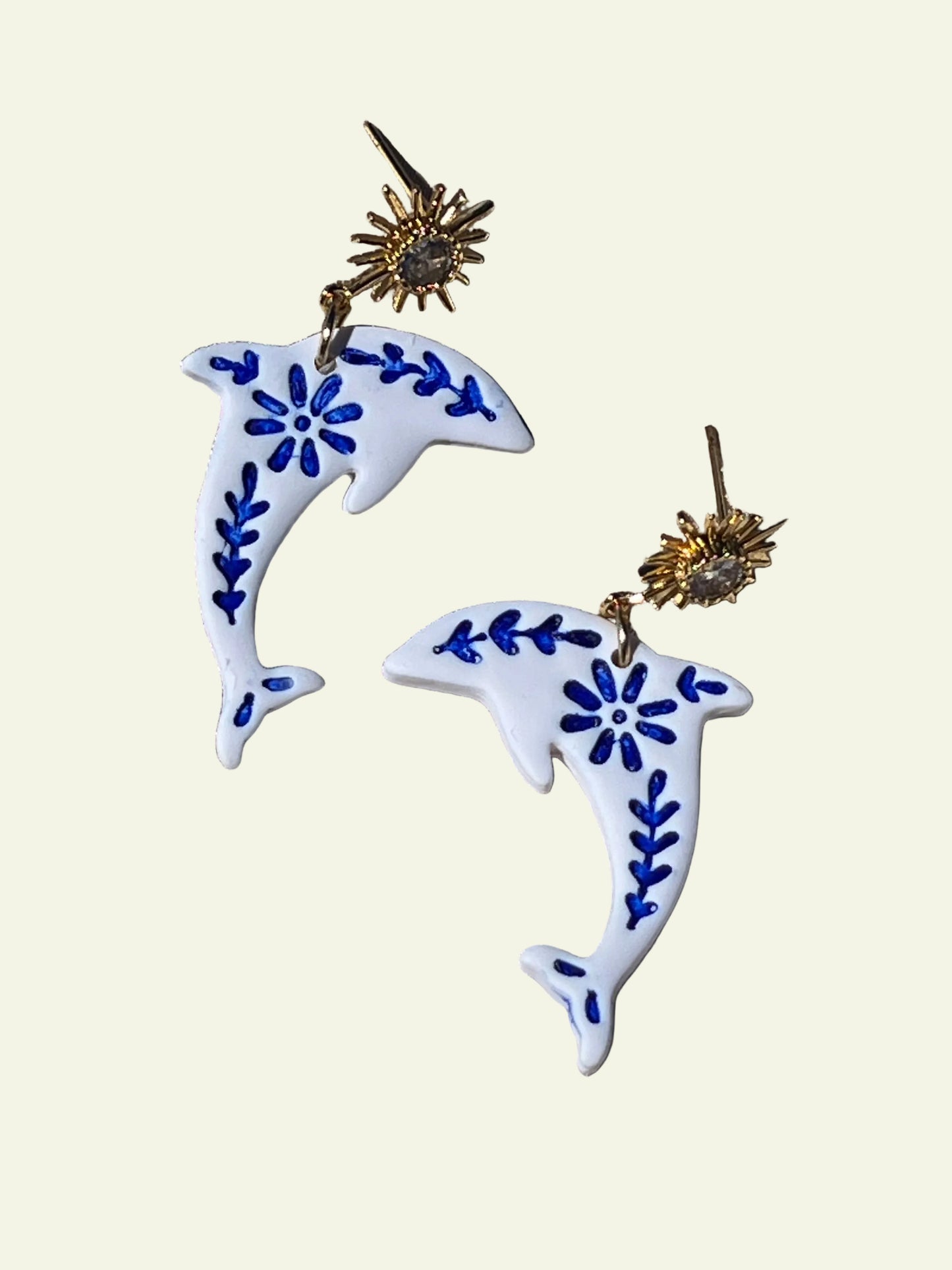 COASTAL CERAMIC DOLPHIN EARRINGS
