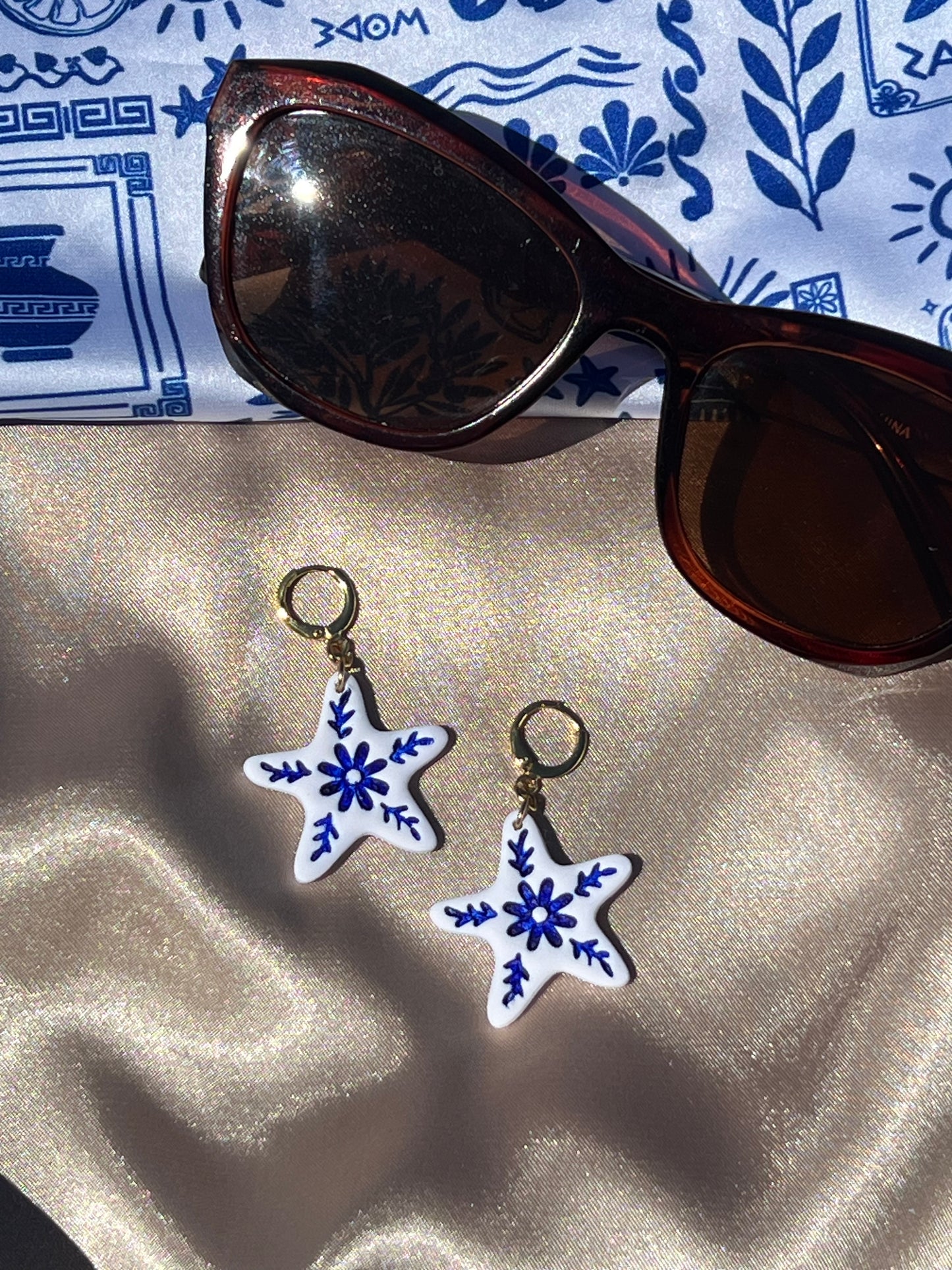 COASTAL CERAMIC STARFISH EARRINGS