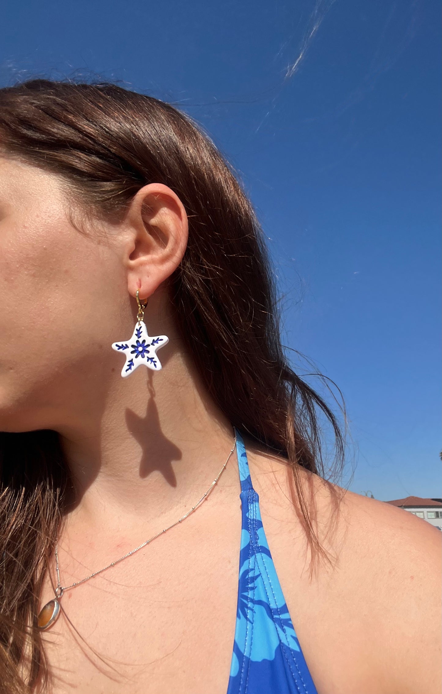 COASTAL CERAMIC STARFISH EARRINGS